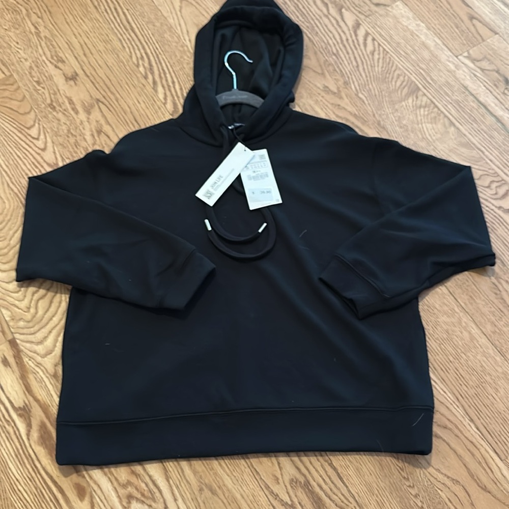 Zara Black Terry knit Hoodie Sweatshirt. Extra soft and comfy! Size S. - Picture 4 of 5